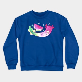 Watermelon Axolotl Watercolor Crewneck Sweatshirt